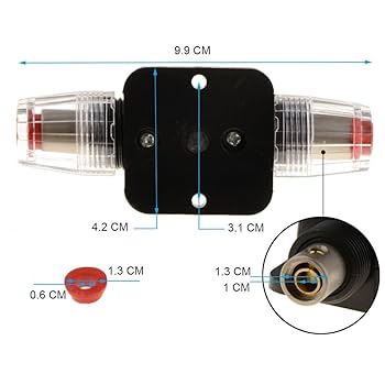 ZOOKOTO 12V-24V DC 50A Car Audio Inline Circuit Breaker